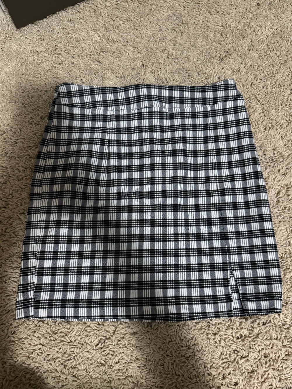 Black and White Plaid Mini Skirt